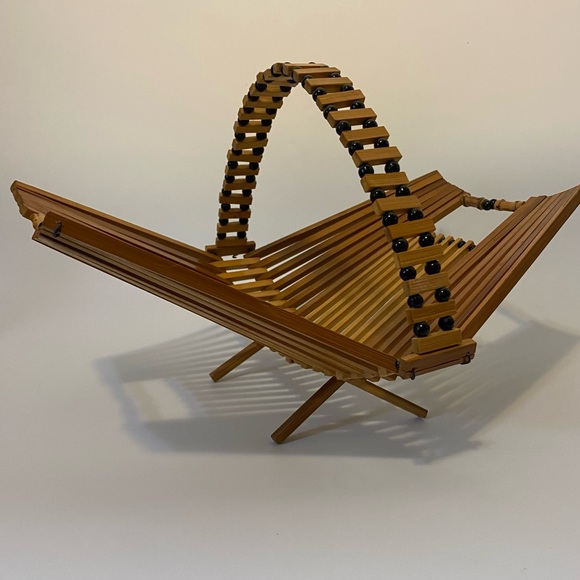 Mid Century folding collapsible bamboo fruit basket vintage MCM Japanese - Picture 14 of 14